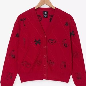 Boxlunch exclusive Hazbin Hotel Embroidered character Icons cardigan